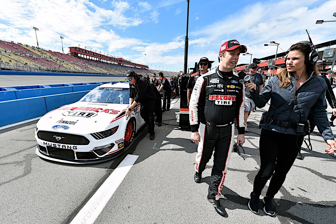 His teammate Brad Keselowski led six laps and was the highest finishing Mustang in fifth. His teammate Brad Keselowski led six laps and was the highest finishing Mustang in fifth.
